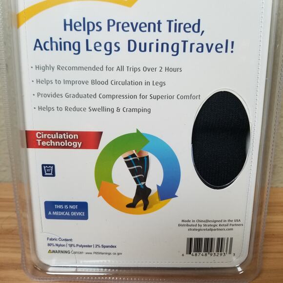 Cloudz Compression Socks For Traveling Unisex Size M Black One Pair Circulation - Picture 2 of 5